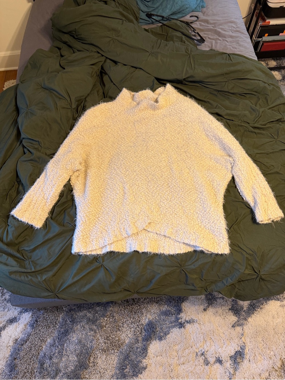 Fashion Nova Cream Bouclé Turtleneck Sweater